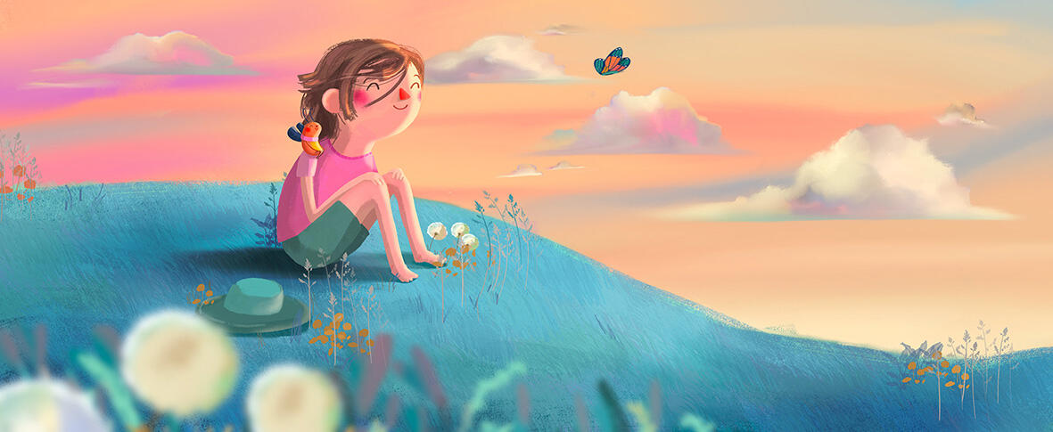 Interior illustration from LB — Discovering the Inner Light, written by Michal Berg and illustrated by Margarita Sada.